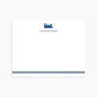 Personalized kids note card with train illustration and custom name in navy blue.