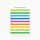 Personalized checklist notepad with bright rainbow stripes and checkboxes beneath custom name.