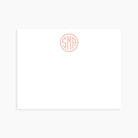 Personalized circle monogram note card in blush ink on white background by Swoon Paper Co.
