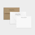 Personalized stationery set with elegant script name and return-addressed envelopes in white and kraft.